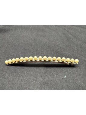 Vintage Metal Barrette With Faux Pearl Accents 6.5 Inches Long